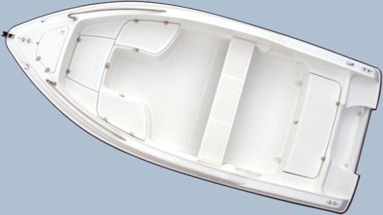 Top view of Olympic Boats 450 CC - Edition with optional bench and no console for tiller handled engine